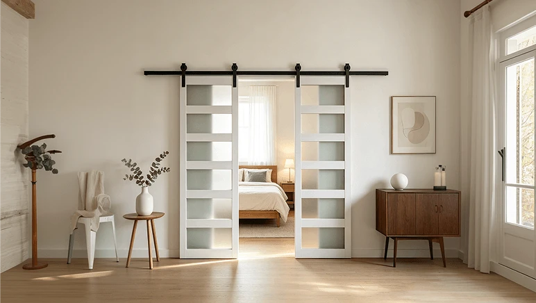 WOODEN BOARD+GLASS CLASSIC BARN DOOR CASE
