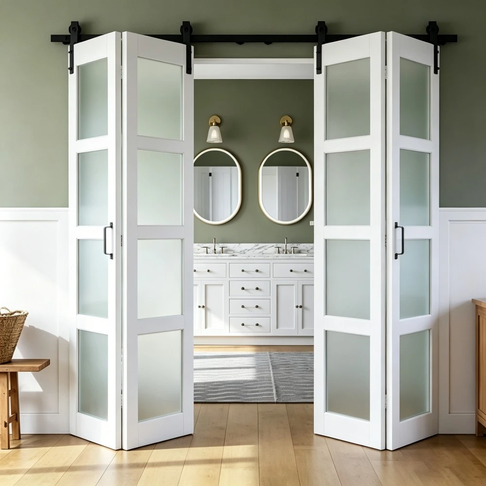 MDF Glass Folding Barn Door